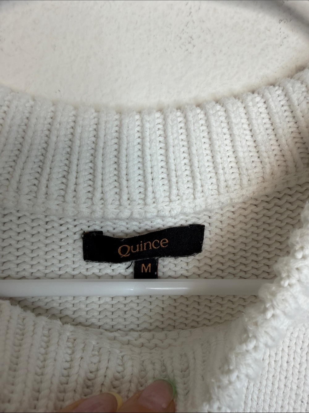 Quince Organic Cotton Striped Crew Sweater Ivory Black M - Picture 3 of 6